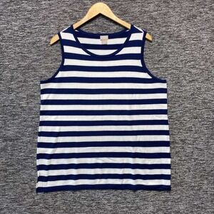 Chicos Zenergy Tank Top Womens XL Blue White Striped Nautical Coastal Travel